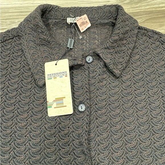 Women’s Missoni Sport Wool Acrylic Collared Button Down Sweater Open Knit - Picture 2 of 13